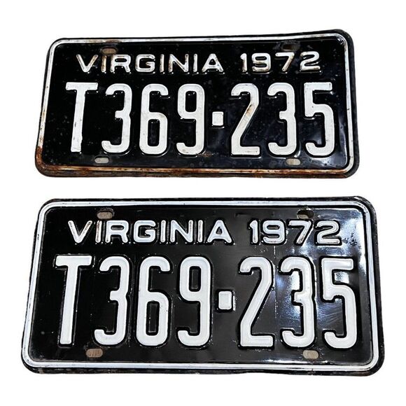 Vtg 1972 Virginia Collectible License Plate Set Of Two Pair Matching T369 235 - Picture 1 of 3